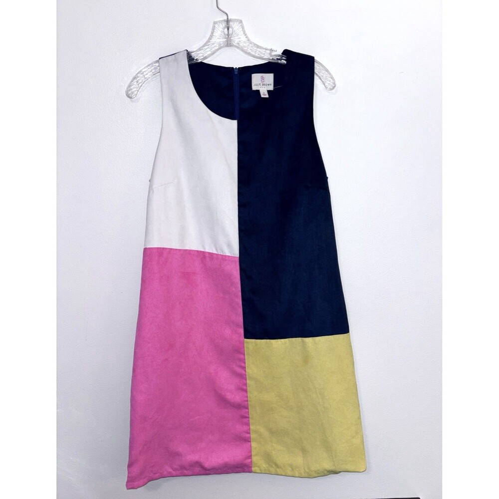Julie Brown NYC Women's Color Block Lined Sheath Sleeveless Dress Size 6 Navy